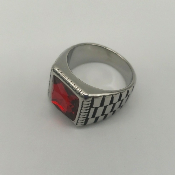 1813- Red Handmade Men's Ring Size 8 1/2 NWT - Picture 2 of 8